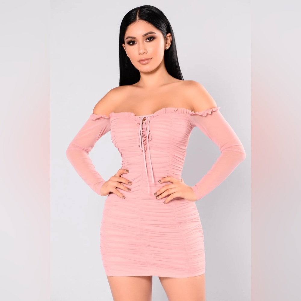 Fashion Nova Maura Mesh Dress in Baby Pink Size Small